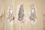 Vintage 1990s Hanes Cheetah Graphic Beige T-Shirt Made In USA Size S