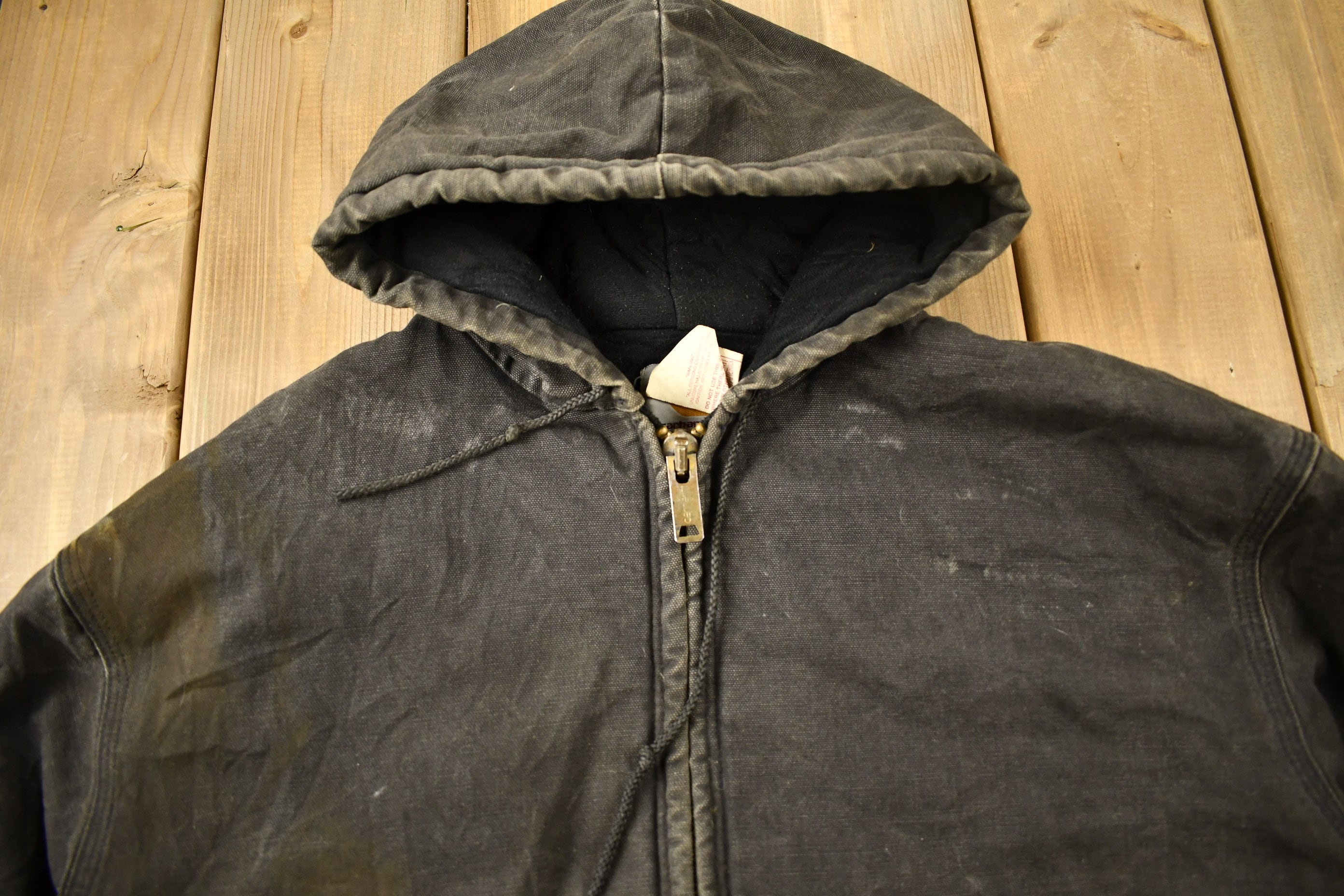 Vintage 1980s Distressed Carhartt Hooded Work Jacket