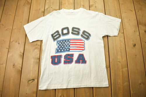 Vintage 1990s Boss USA Graphic T Shirt / American Flag / 80s / 90s / Streetwear Fashion / Patriotic