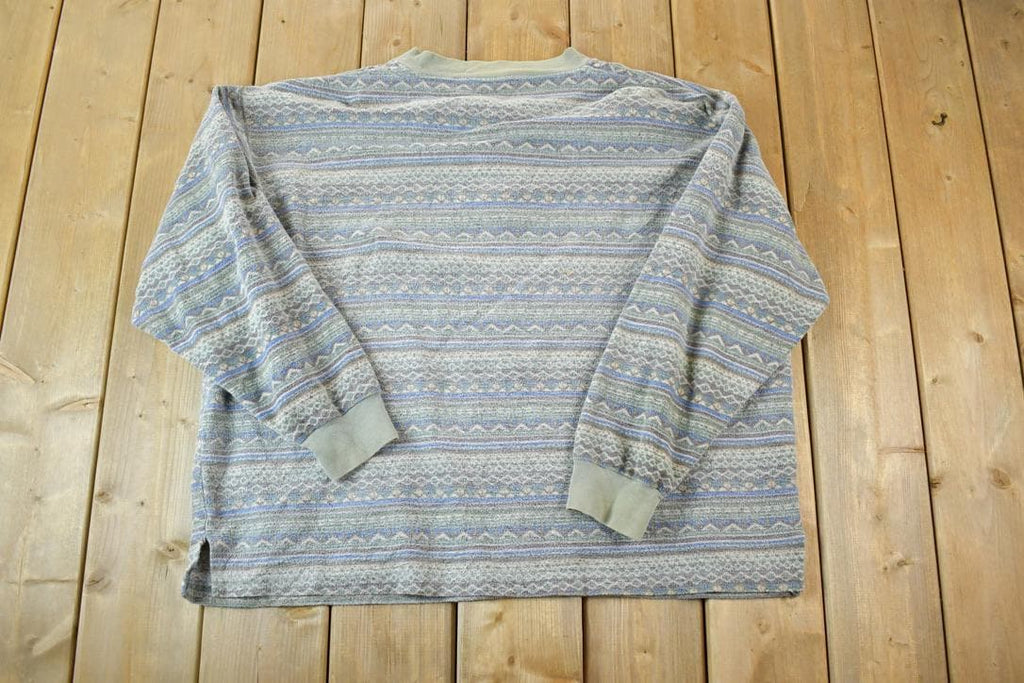 Vintage 1990s Northern Elements Quarter Button Nature Crewneck Sweatshirt