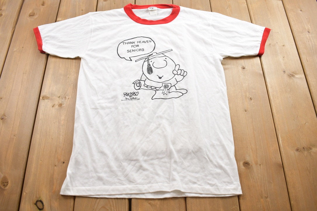 Vintage 1981 Ziggy By Tom Wilson Thank Heaven For Seniors Class of '81 Graphic T-Shirt