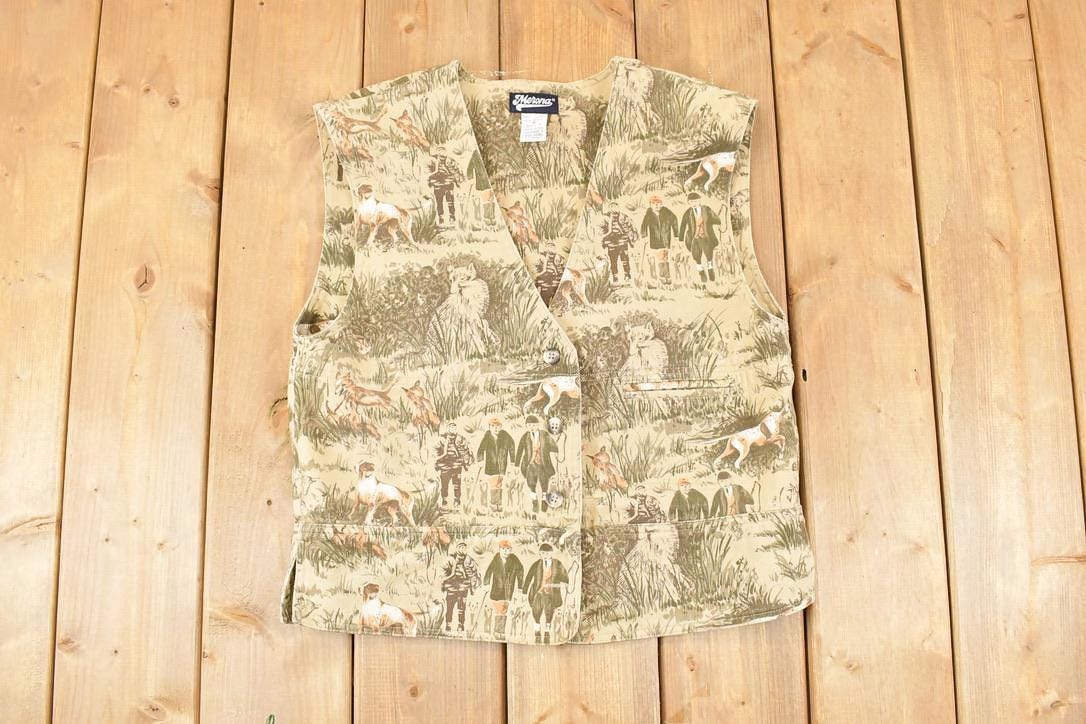Vintage 1980s Merona AOP Hunting Camo Cardigan Vest Mens S