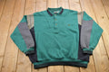 Vintage 1990s Denim Express Colour Block Quarter Button Sweatshirt