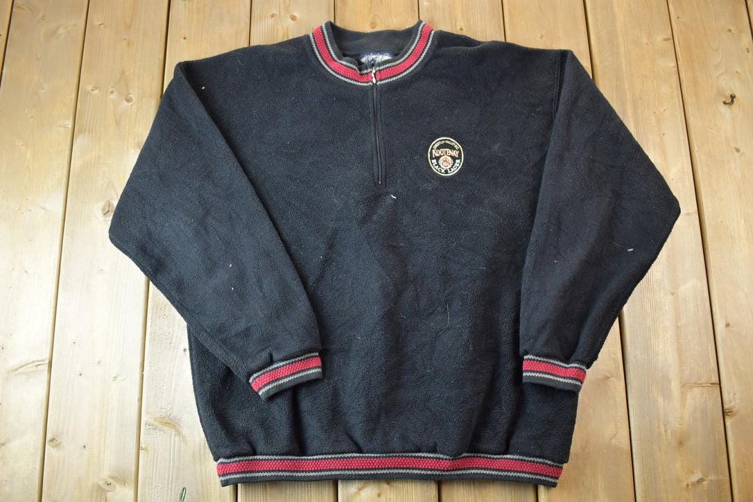 Vintage 1990s Kootenay Black Lager Quarter Zip Fleece Crewneck Sweatshirt