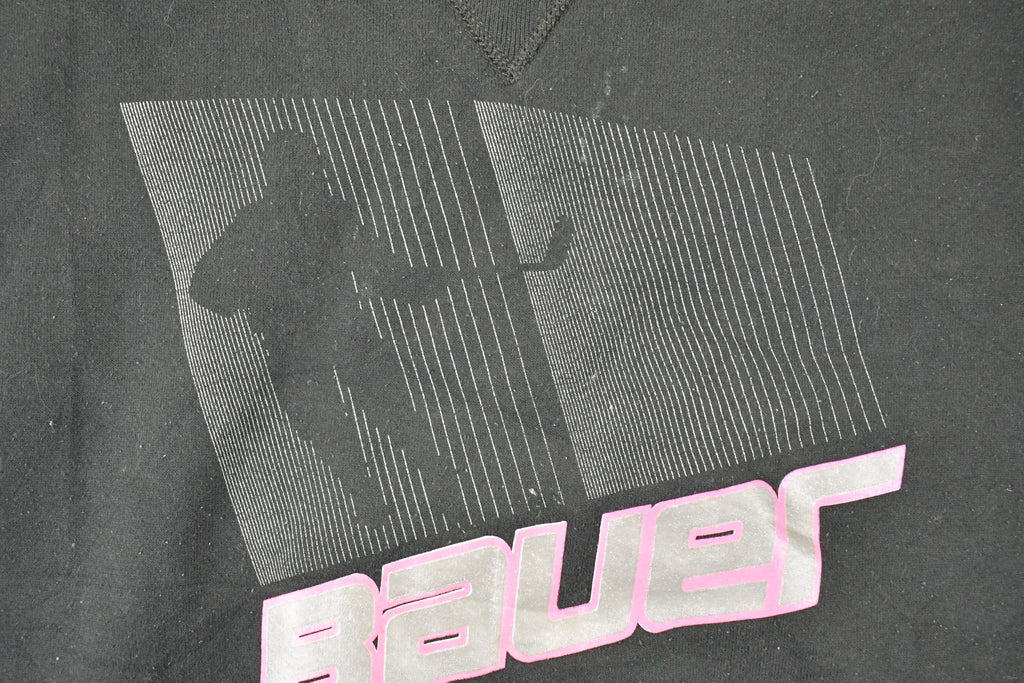 Vintage 1990s Russell Athletic Bauer Hockey Graphic Print Crewneck Sweatshirt Mens M
