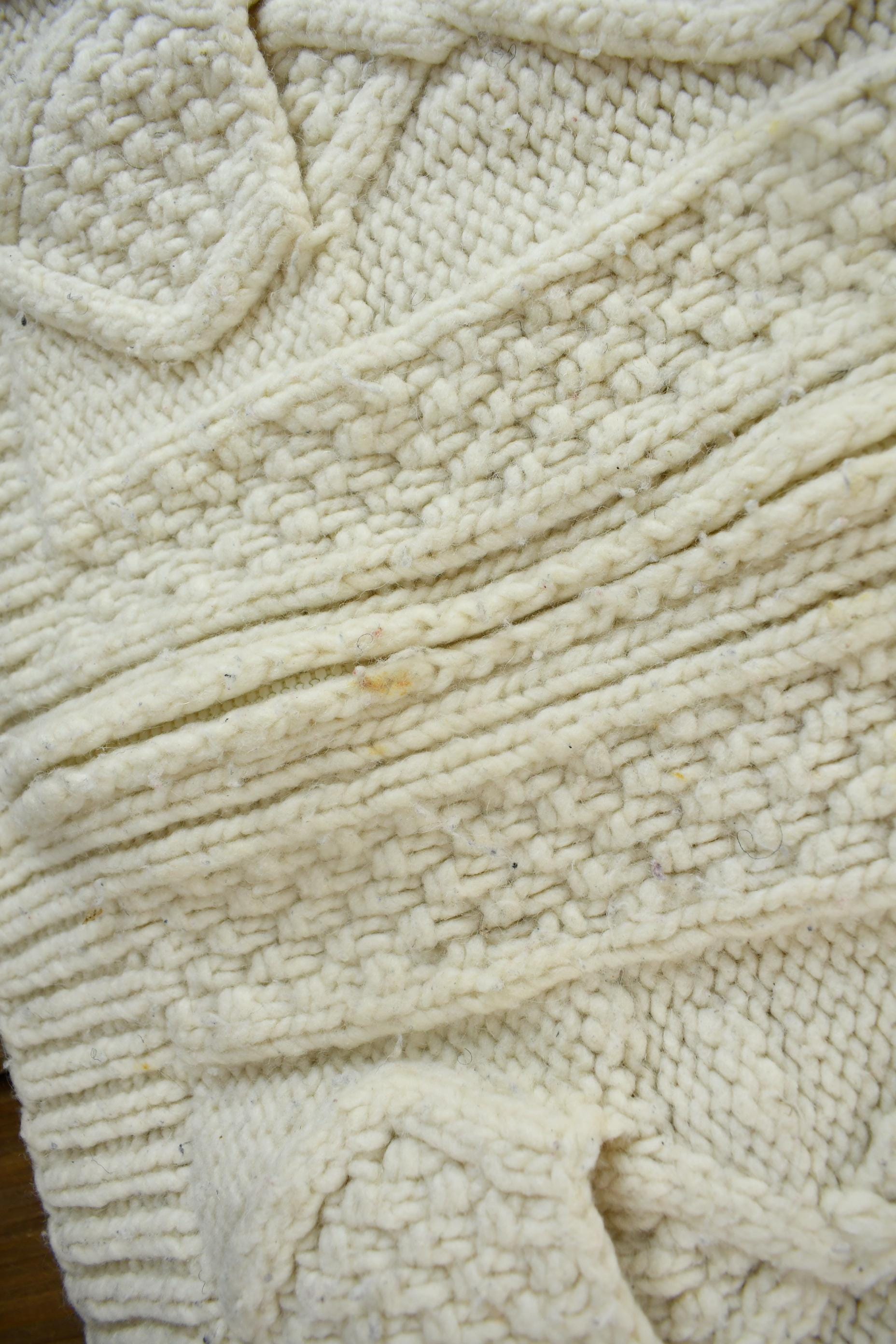 Vintage 1990s 3D Cable Knit Zip Up Hoodie / Wool Sweater / Vintage Cable Knit / Abstract Knit