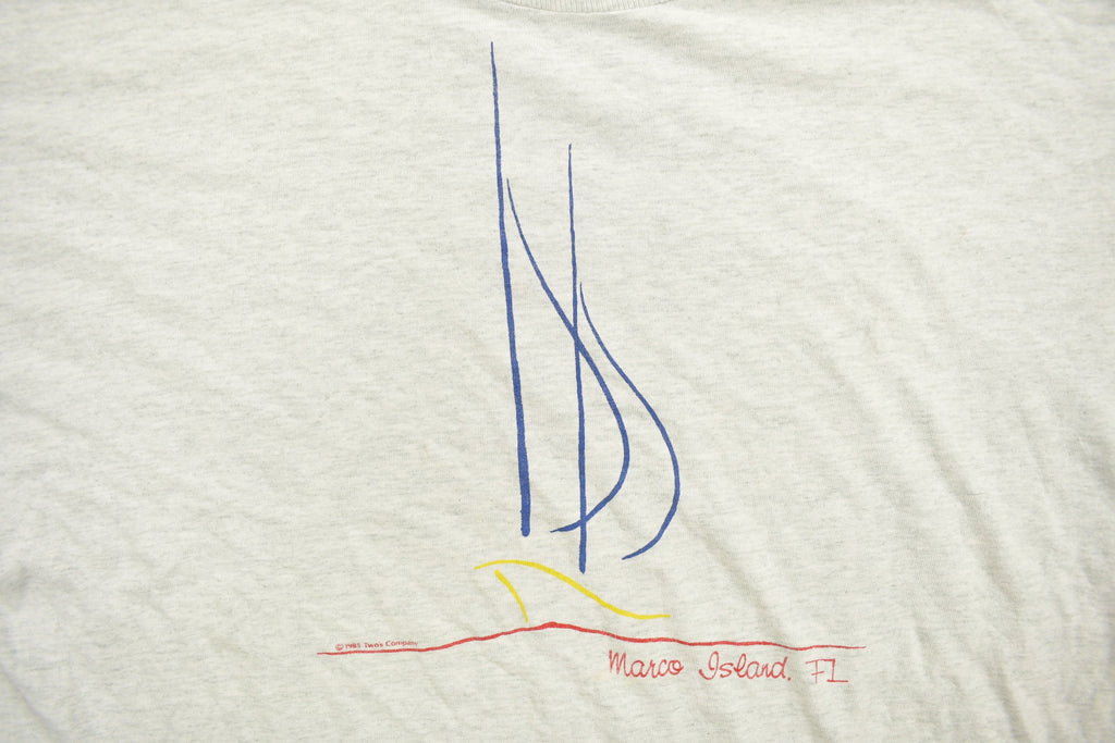 Vintage 1985 Marco Island Sailing Print Souvenir T Shirt