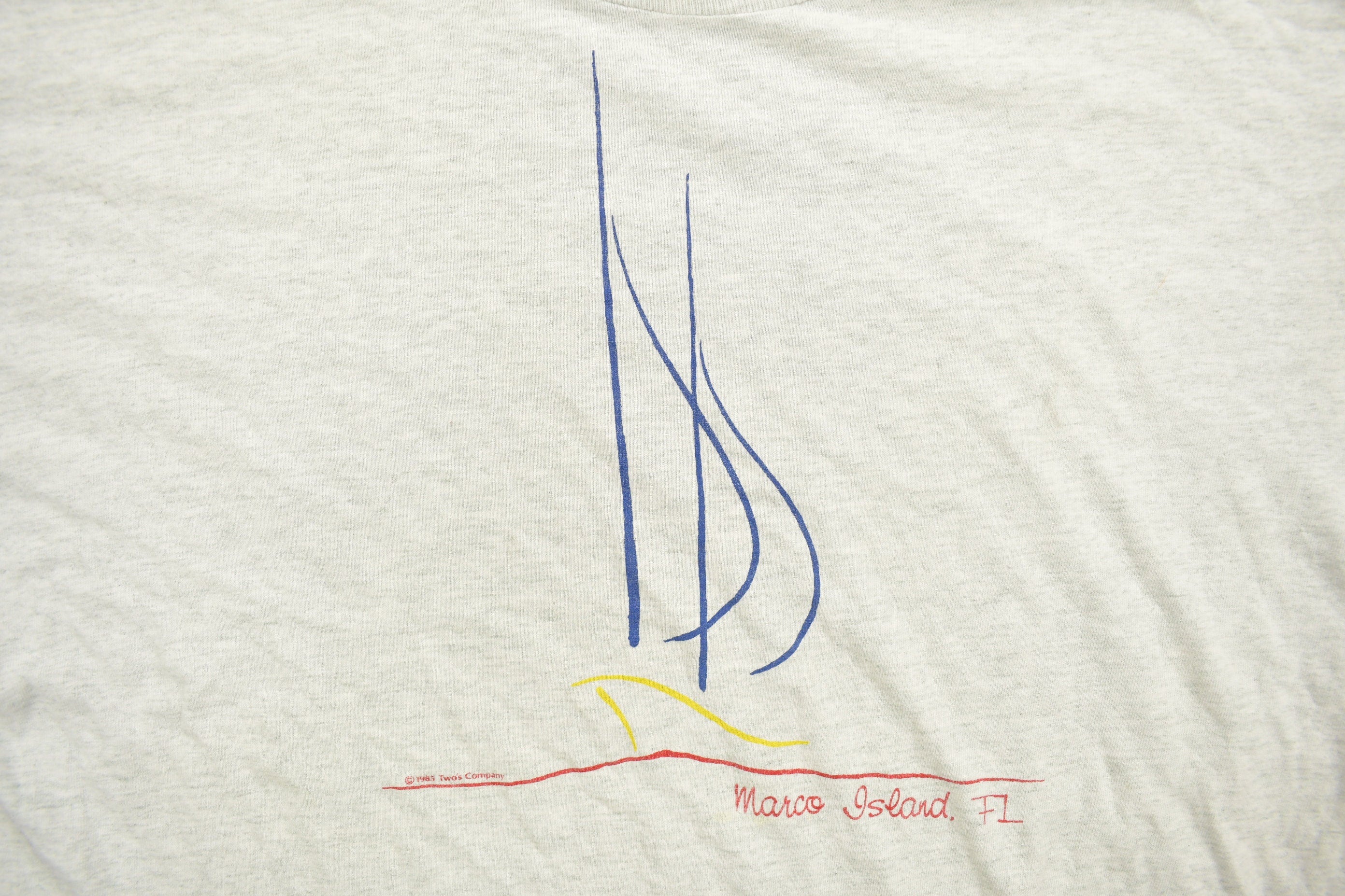 Vintage 1985 Marco Island Sailing Print Souvenir T Shirt