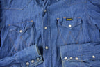 Vintage 1990s Wrangleer South Western Style Denim Pearl Snap Button Up Shirt Size M