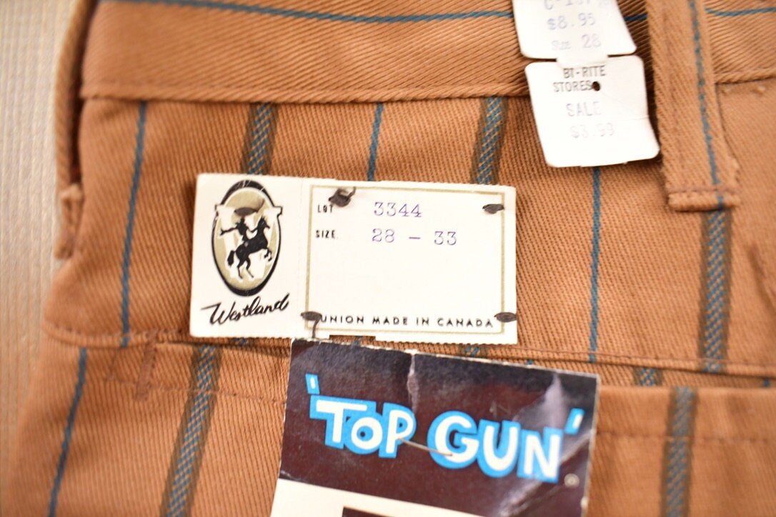 Vintage 1970s Top Gun Bootlegger Striped Pants Size 28x33