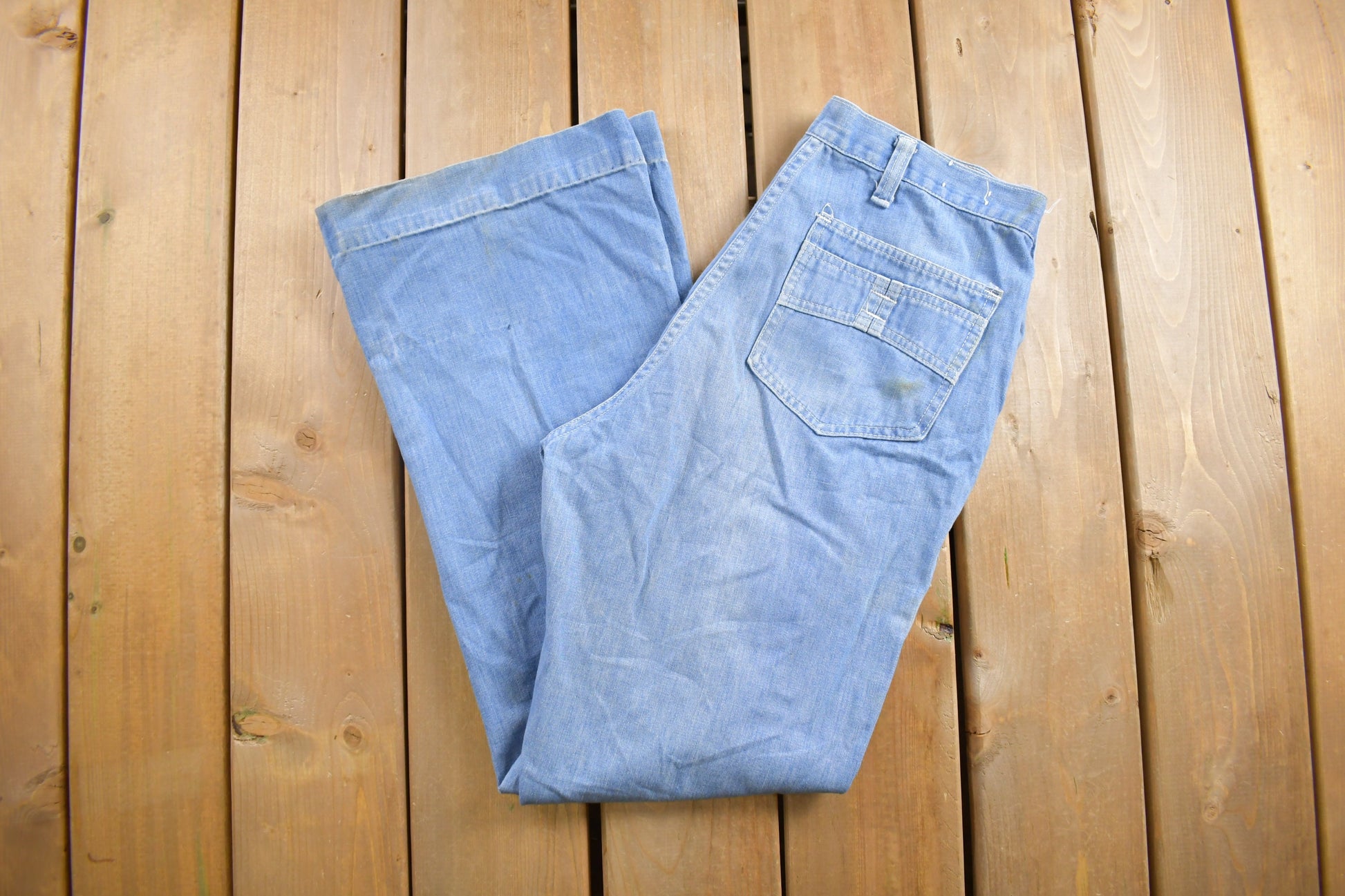 Vintage 1980s Baggy Flare Denim Jeans Size 32 x 31