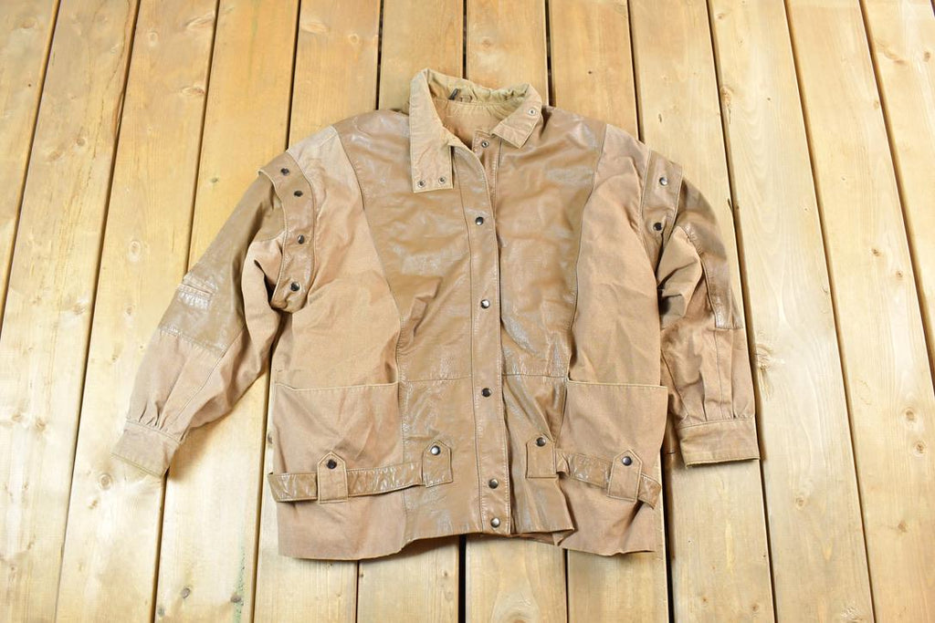 Vintage 1980s Brown Leather Buckled Light Jacket