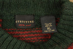 Vintage 1990s Structure Plaid Wool Knitted Crewneck Sweater