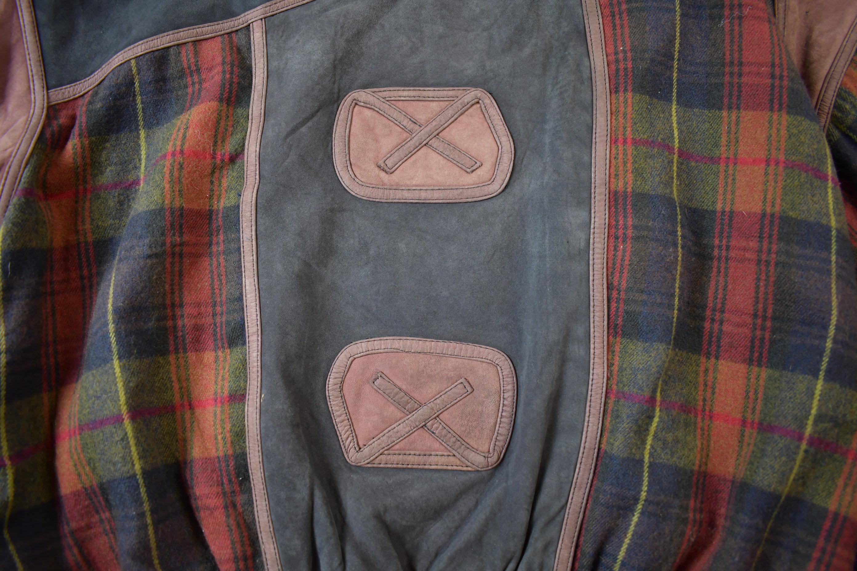 Vintage 1990s Adler Suede Plaid Bomber Jacket