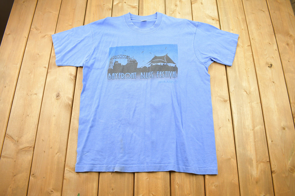 Vintage 1990s Bayfront Blues Festival T-Shirt Duluth Minnesota Concert Tour Venue