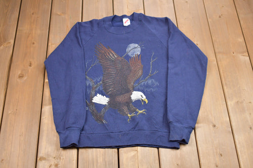 Vintage 1990s Bald Eagle Graphic Crewneck Sweatshirt / 90s Crewneck / Souvenir / Athleisure / Streetwear / Made In USA / Eagle Graphic