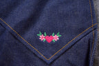 Vintage 1990s Embroidered Cute Denim Jean Vest  Patchwork  Made In USA  Outerwear  Personalized  Cute Dog  Hearts And Flowers