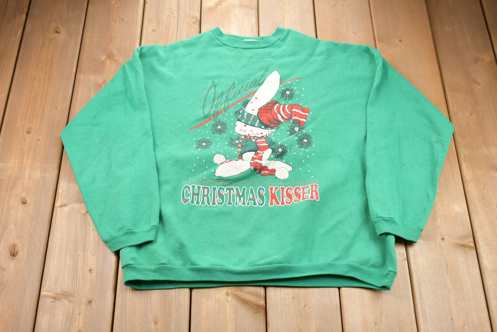 Vintage 1990s Official Christmas Kisser Graphic Crewneck Sweatshirt / 90s Crewneck / Souvenir / Athleisure /Holiday Sweatshirt / Made In USA