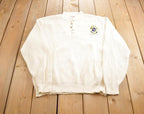 Vintage 1980s Communications Workers Embroidered Button Up Knit Sweater Made In USA