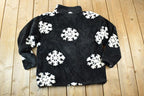 Vintage 1990s Black Mountain AOP Snowflake Fleece Outdoorsman Sweater