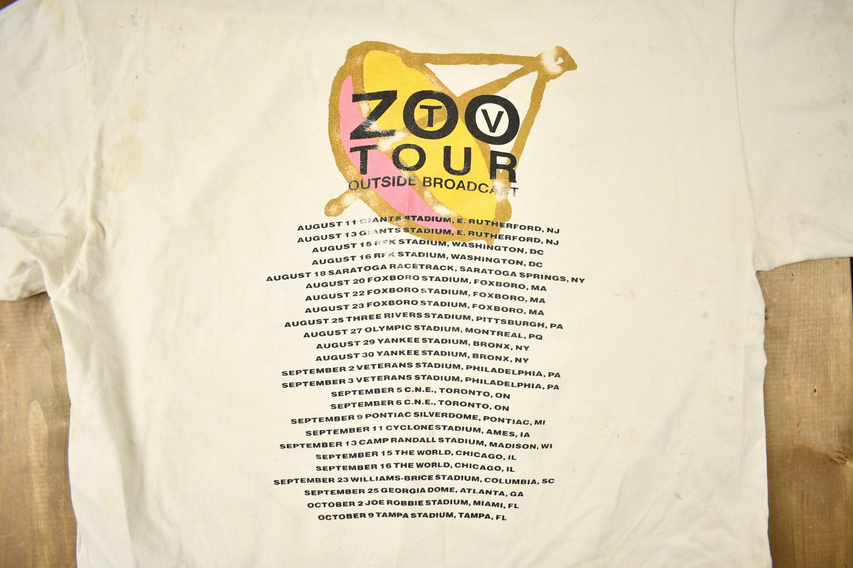 Vintage 1992 U2 Zoo TV Outside Broadcast Tour Band T-shirt