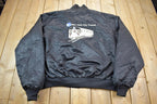 Vintage 1990s MTA New York City Transit Embroidered Snap Button Satin Jacket Made In USA