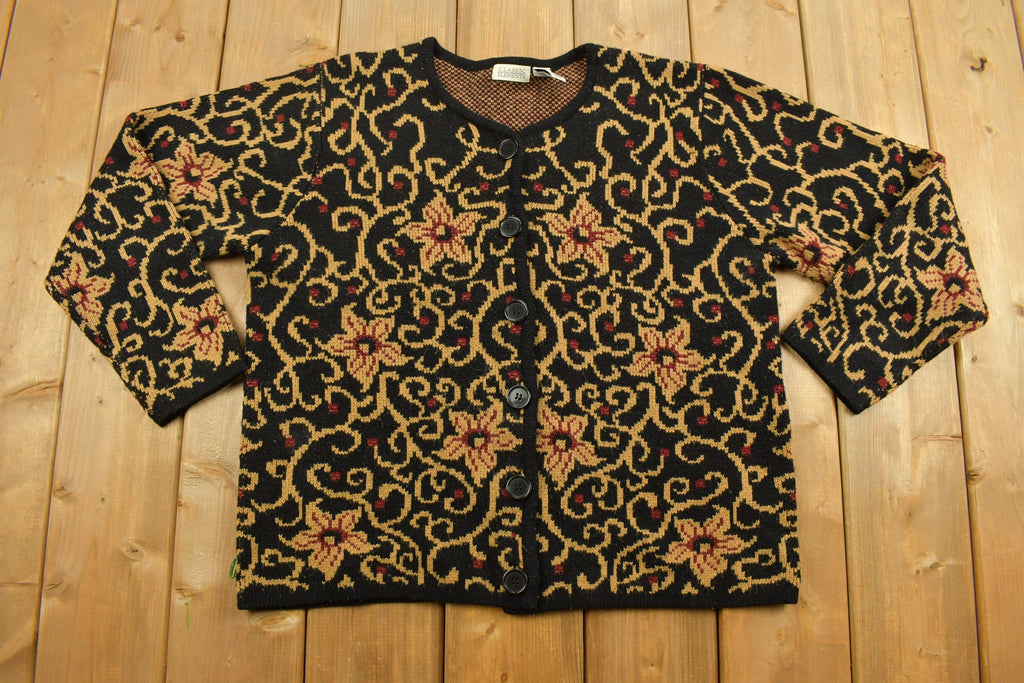 Vintage 1990s Classic Elements Floral Cardigan Sweater