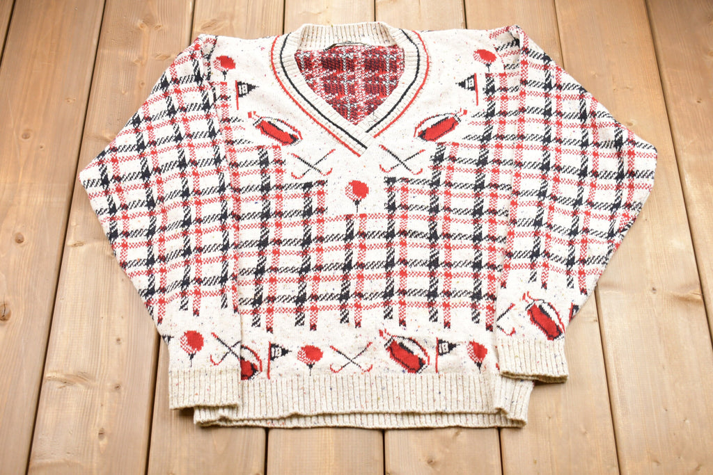 Vintage 1990s Dominic & Maria Plaid Knitted Sweater