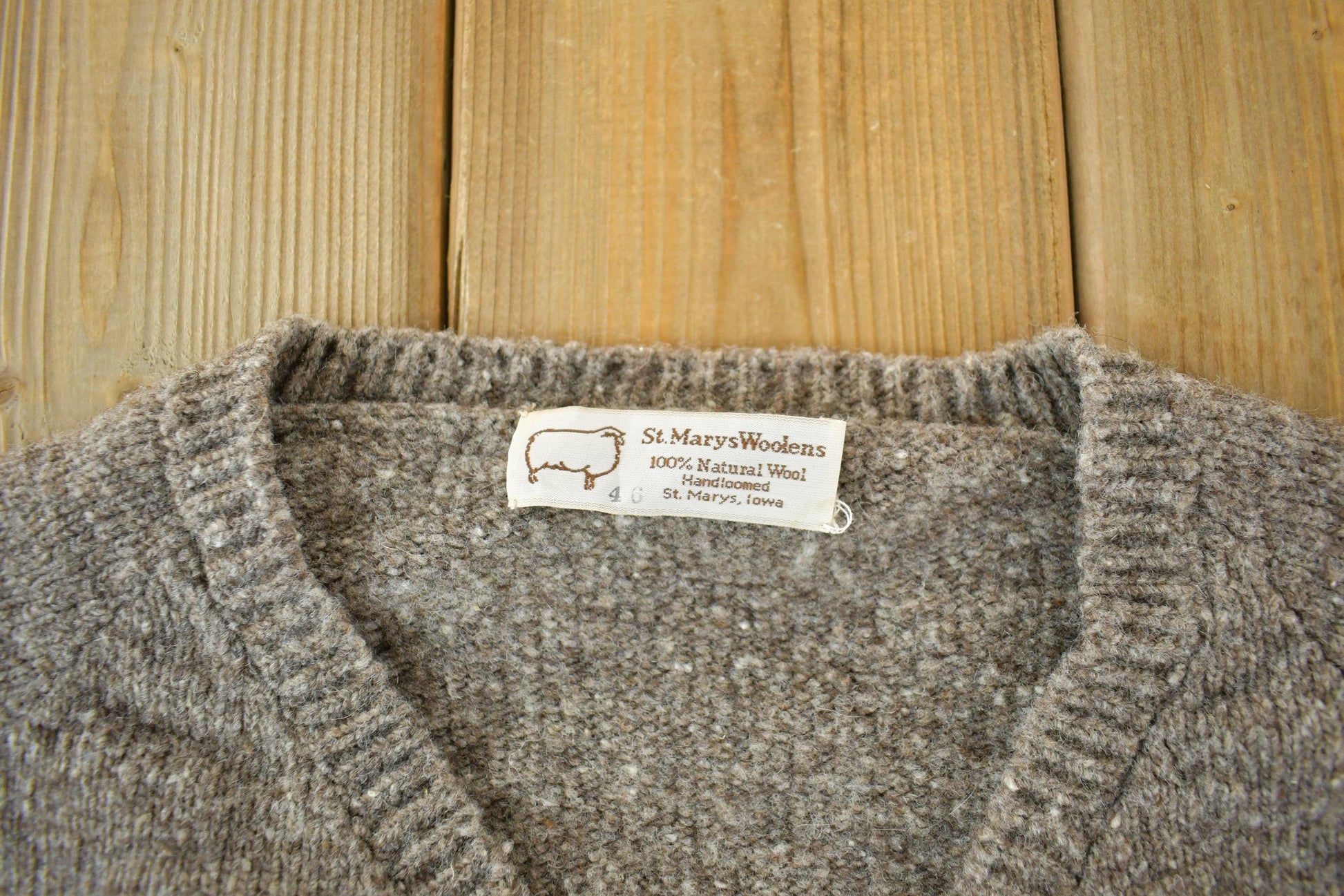 Vintage 1950s 1960s St. Marys Woolens Handloomed Wool Knit Sweater Men's L