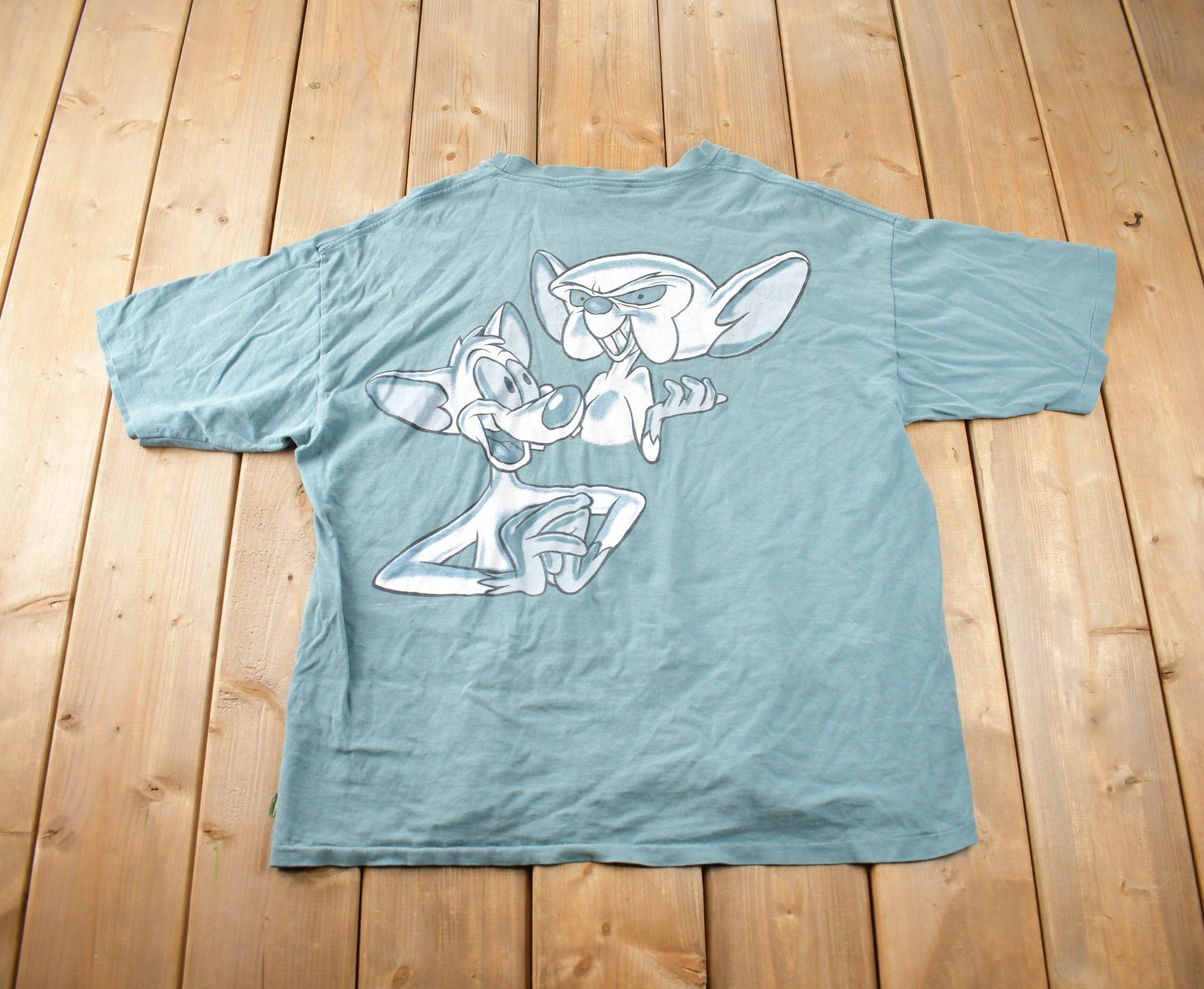 Vintage 1990s Pinky & The Brain Promo T-shirt Made In USA Size XL