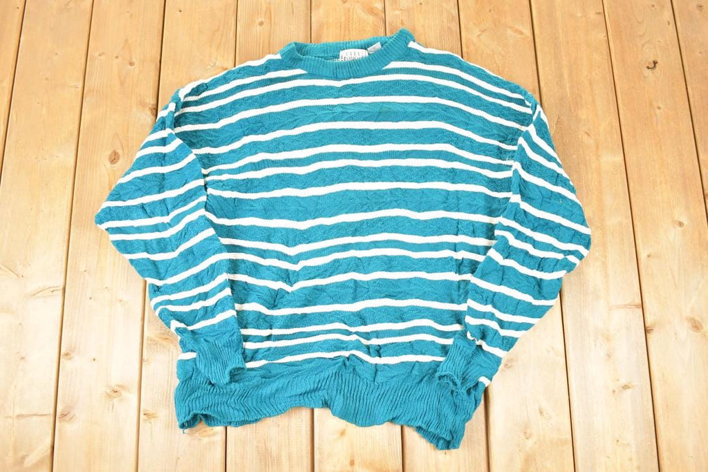 Vintage 1990s City Streets Striped Knit Crewneck Sweater Men's L