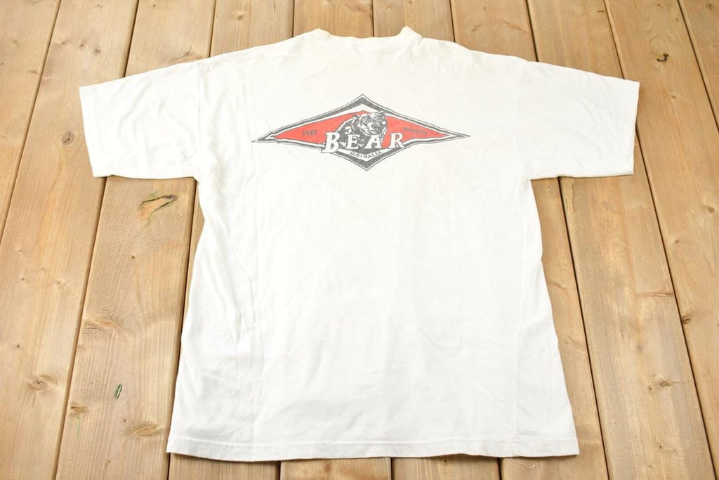 Vintage 1990s Bear Surf Boards Australia Graphic T Shirt Made In Australia