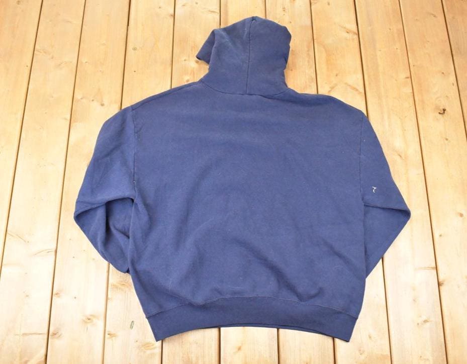 Vintage 1990s Jerzees Blank Navy Hoodie Sweatshirt Men's L