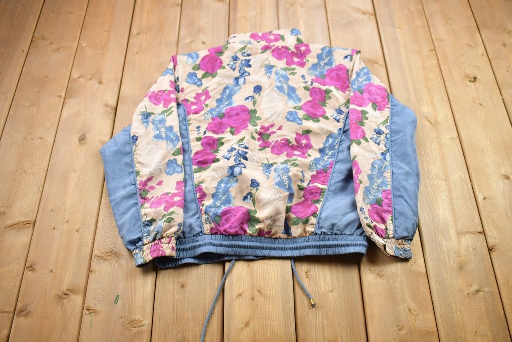 Vintage 1990s Floral Zip Up Sweater