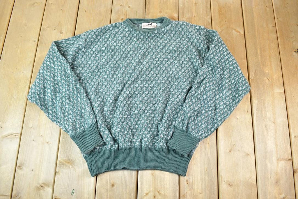 Vintage 1990s Winona Knits Abstract Pattern Crewneck Sweater Made In Minnesota USA