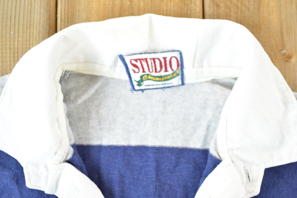 Vintage 1990s Studio Striped Rugby Button Up Shirt Men's L