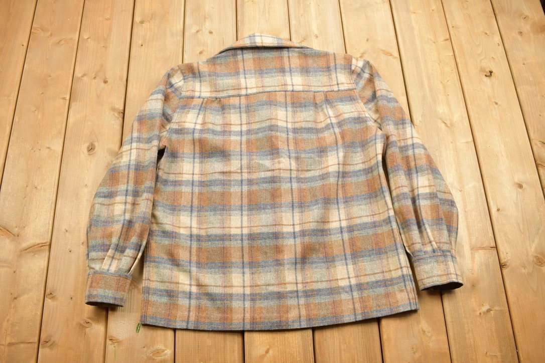 Vintage 1990s Plaid Button Up Blazer Shirt