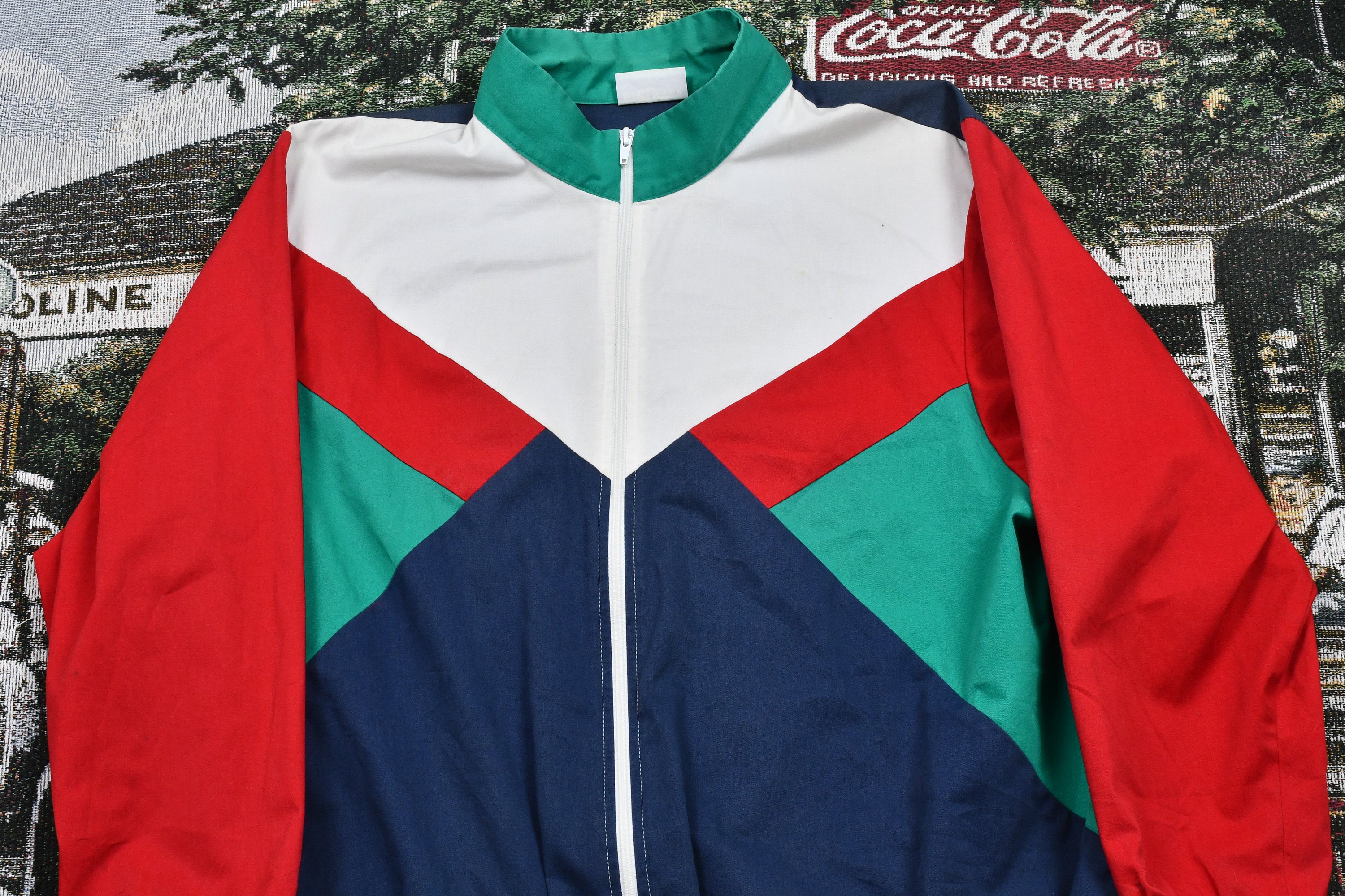 Vintage 1980s Alfred Dunner Color Block Full Zip Windbreaker