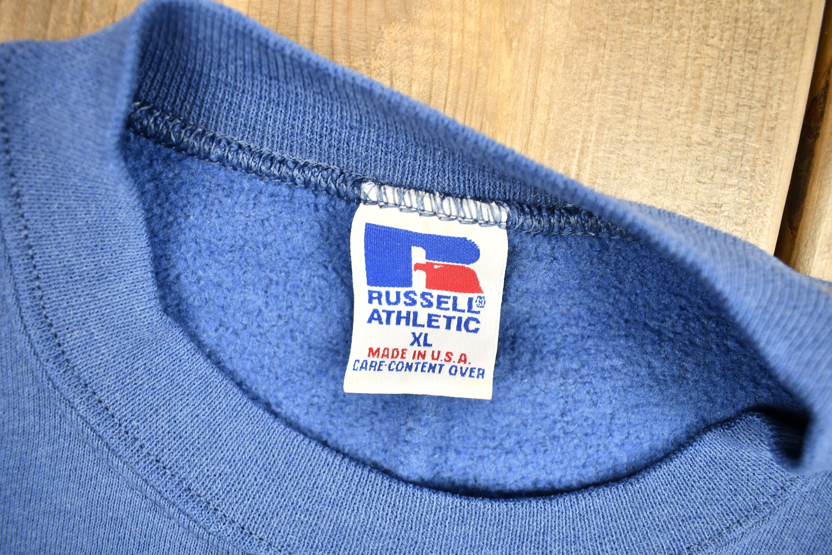 Vintage 1990s Russell Athletics Blank Blue Crewneck Sweatshirt