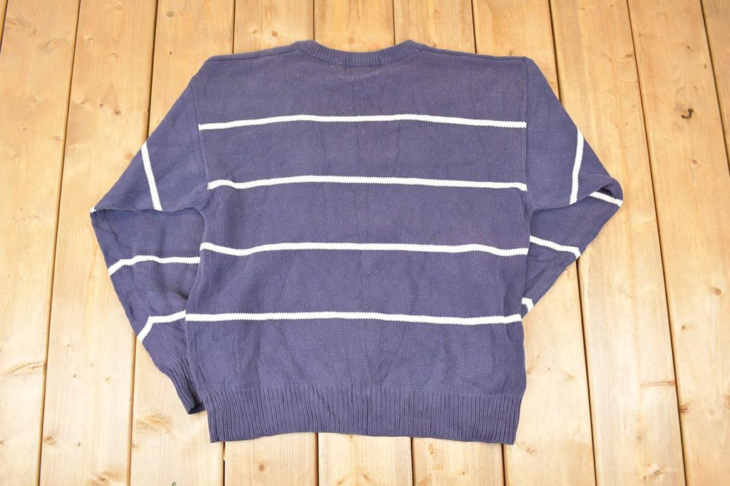 Vintage 1990s Eddie Bauer Striped Knit Crewneck Sweater Men's L