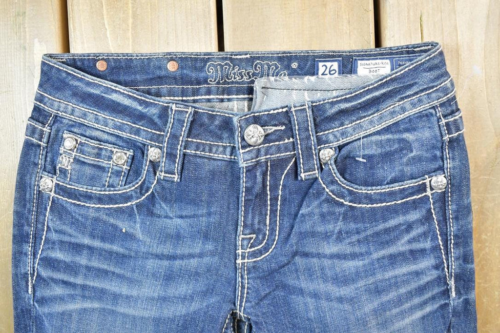 Vintage Y2K Miss Me Bedazzled Low Rise Jeans Size 26x31