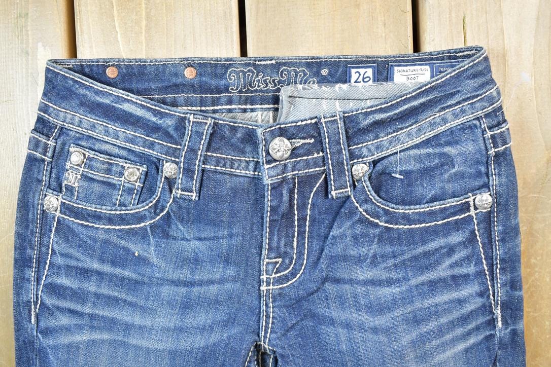 Vintage Y2K Miss Me Bedazzled Low Rise Jeans Size 26x31