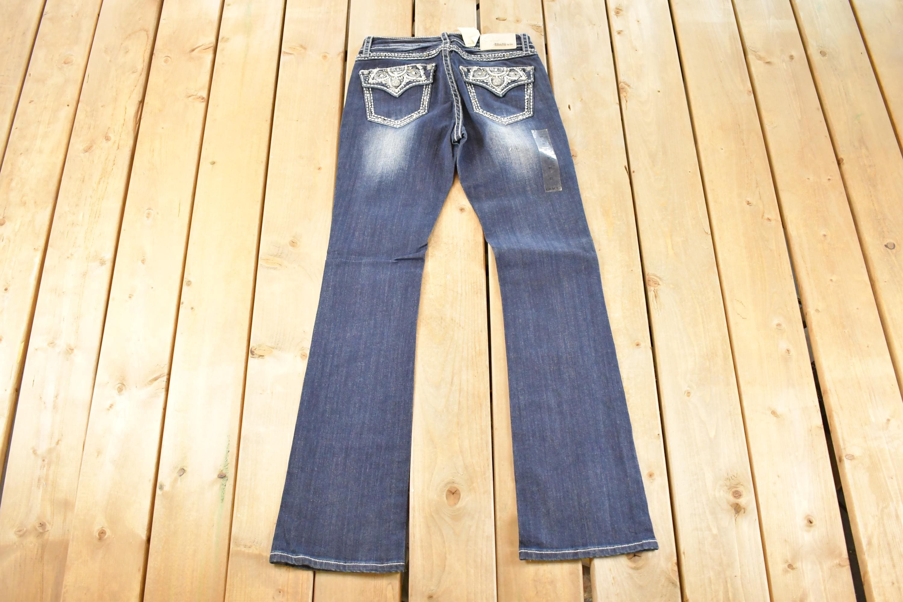 Vintage Deadstock Y2K Grace LA Bedazzled Low Rise Jeans Women's Size 27 x 32