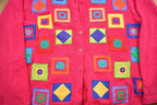 Vintage 1990s Bechamel Patchwork PinkKnit Cardigan Sweater