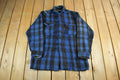 Vintage 1950s Commander Plaid Wool Button Up Shirt Jacket Men's L