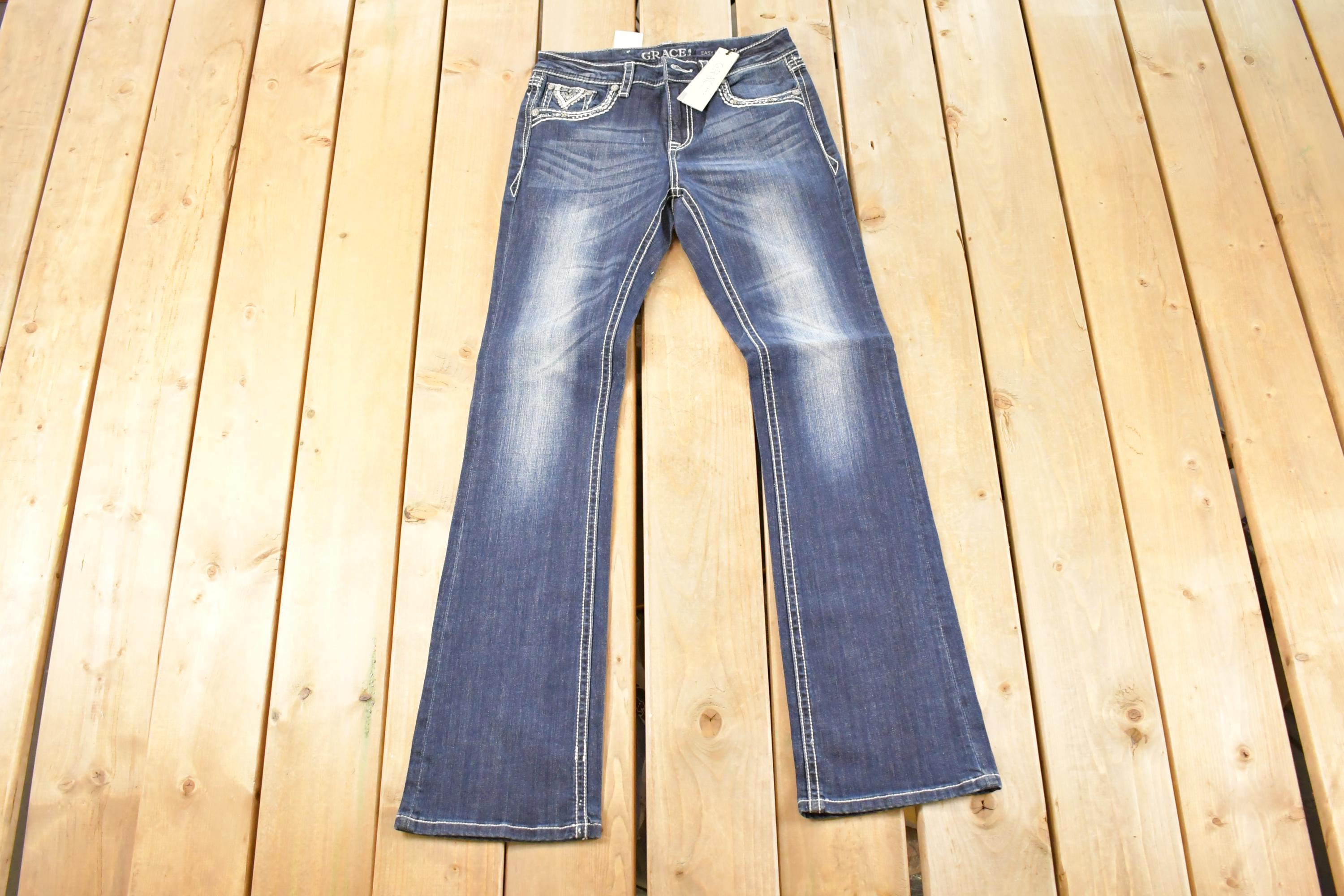 Vintage Deadstock Y2K Grace LA Bedazzled Low Rise Jeans Women's Size 27 x 32