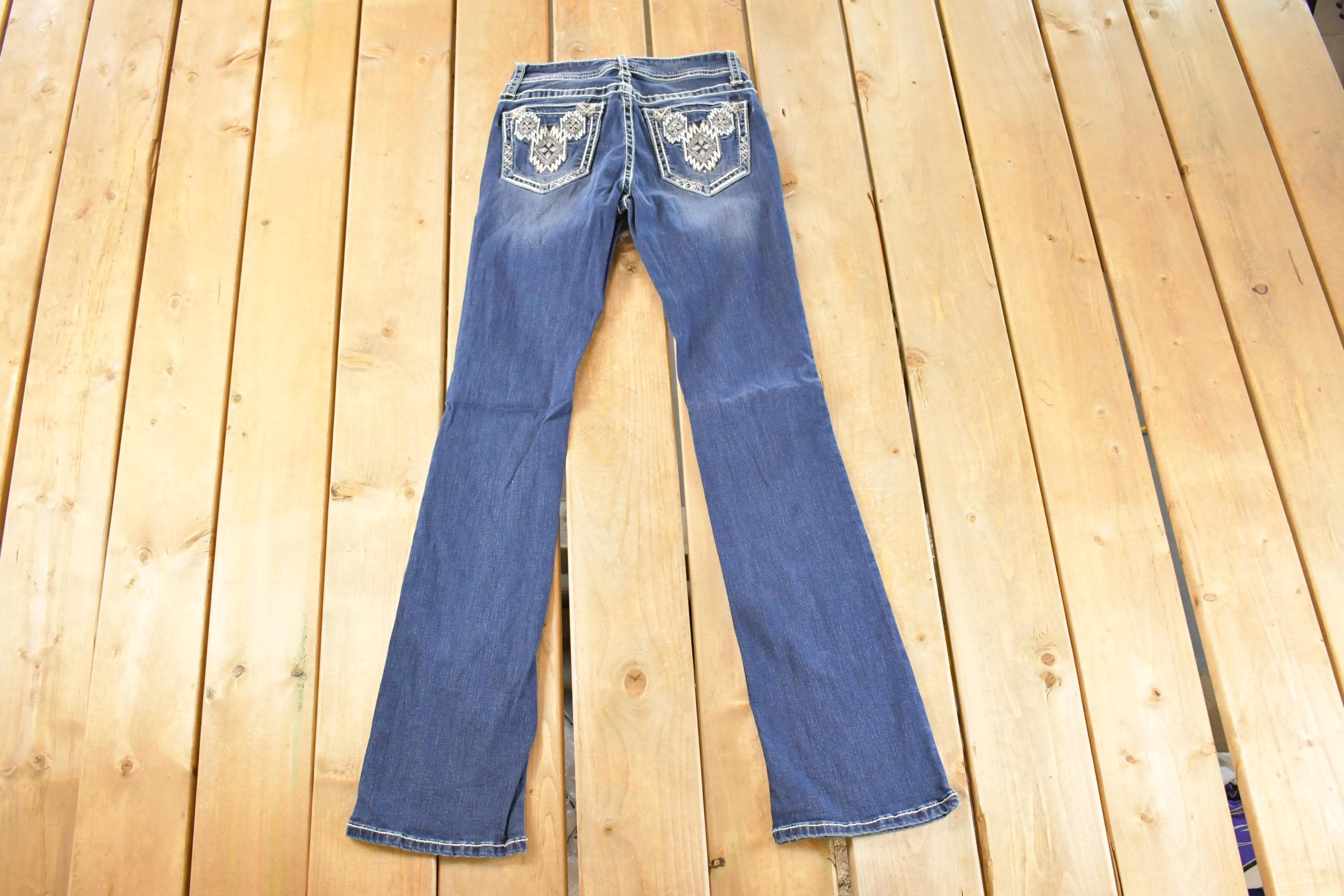 Vintage Deadstock Y2K Grace In LA Bedazzled Bootcut Low Rise Jeans Women's Size 26 x 32