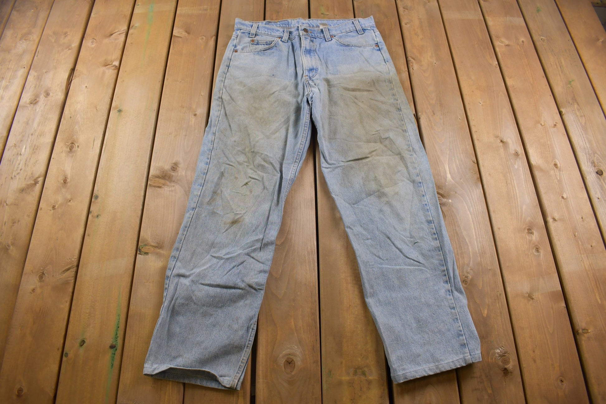 Vintage 1980s 550 Levi's Orange Tab Naturally Distressed Jeans Size 35 x 30