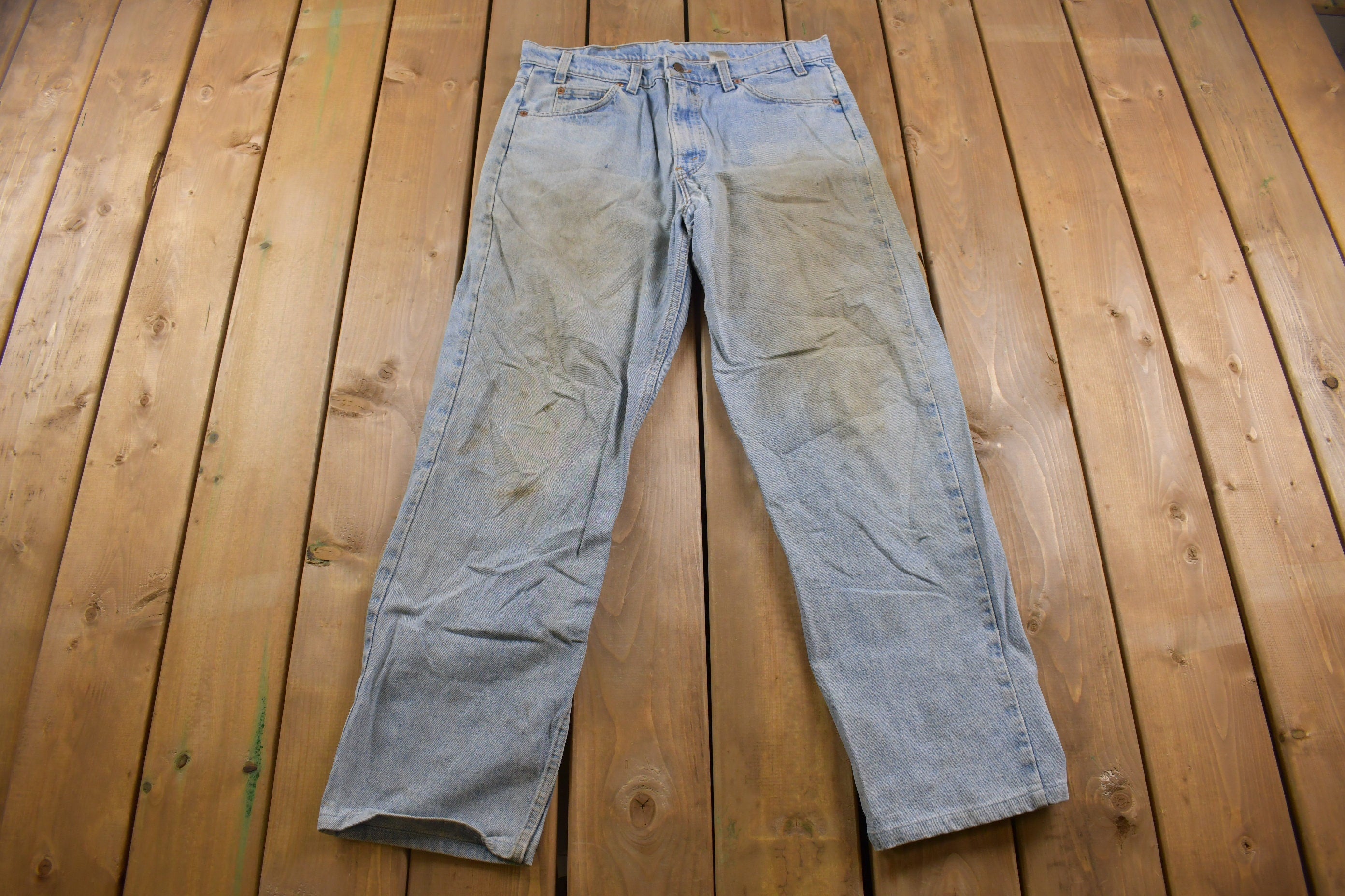 Vintage 1980s 550 Levi's Orange Tab Naturally Distressed Jeans Size 35 x 30