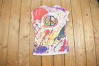 Vintage Y2k Paint Splattered Peace Sign T Shirt